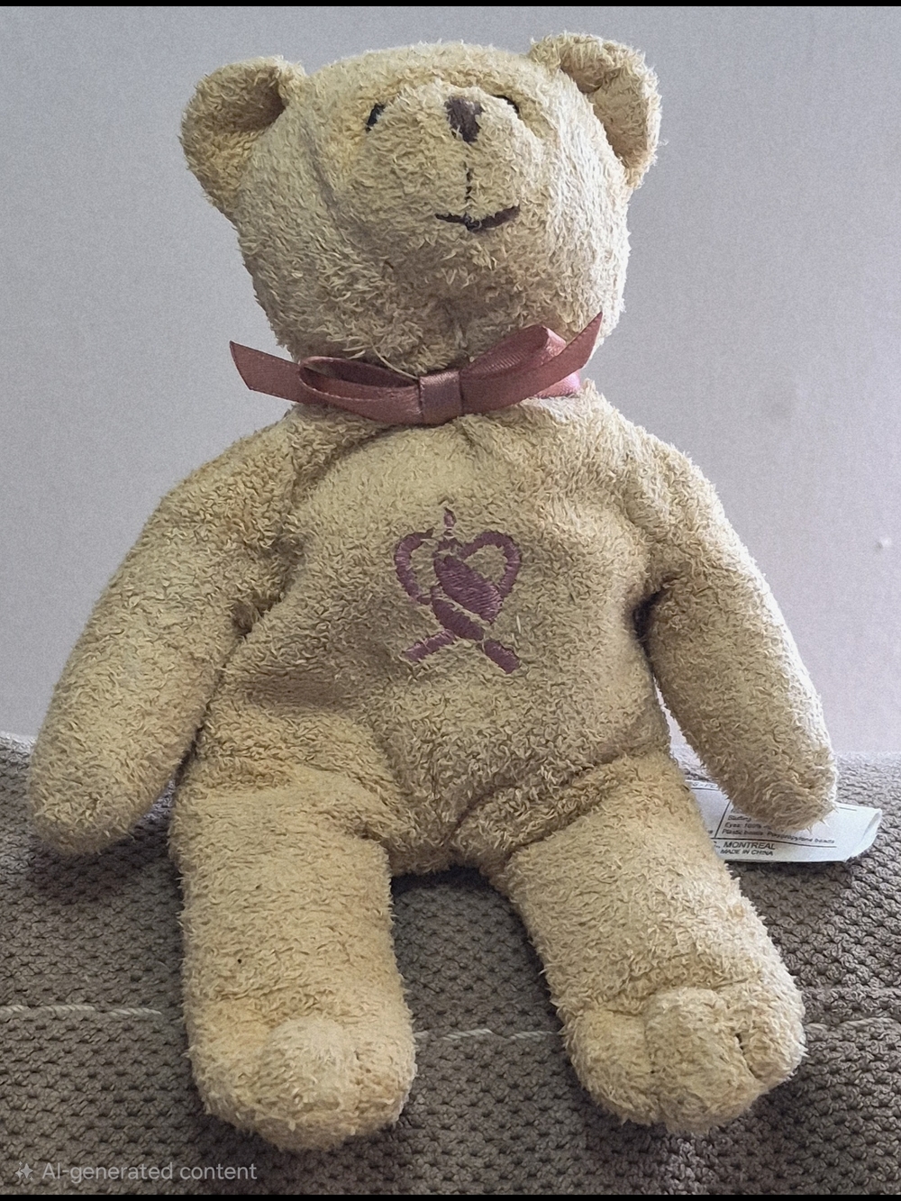 Avon Breast Cancer Awareness Tan Plush Teddy Bear 2001